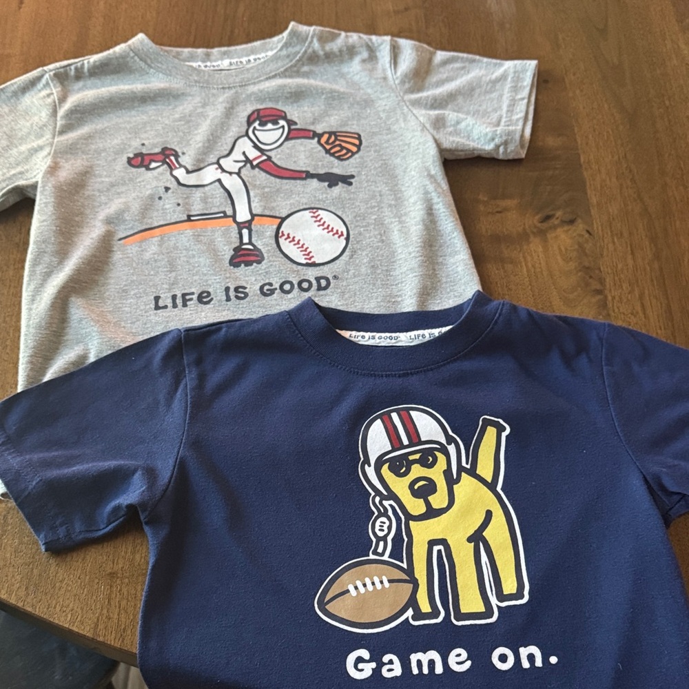 Life Is Good Grey & Navy Kids' Sports Graphic Tees